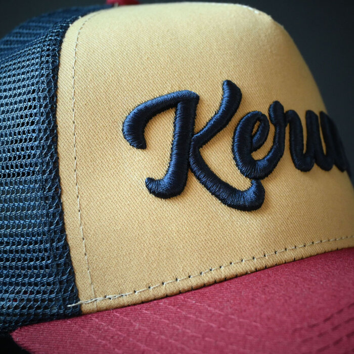 KERWAX TRUCKER CAP 3D Burgundy-Pale brown-Blue - Image 4