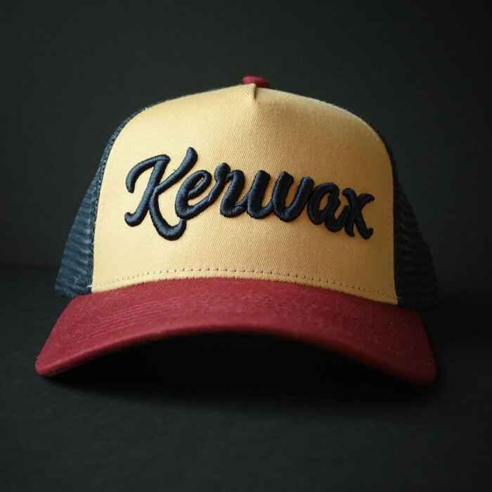 KERWAX TRUCKER CAP 3D Burgundy-Pale brown-Blue - Image 2