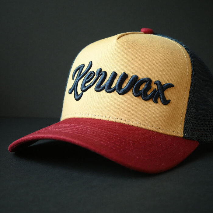 KERWAX TRUCKER CAP 3D Burgundy-Pale brown-Blue