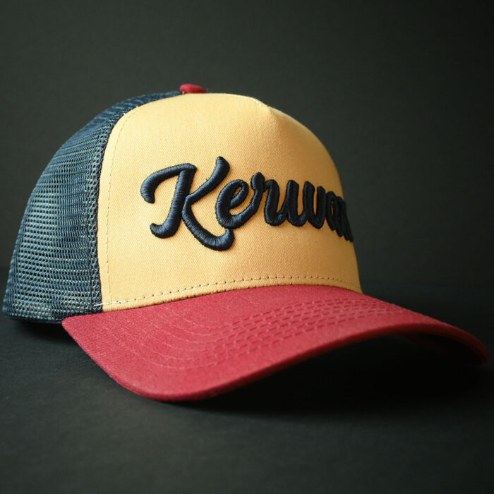 KERWAX TRUCKER CAP 3D Burgundy-Pale brown-Blue - Image 3